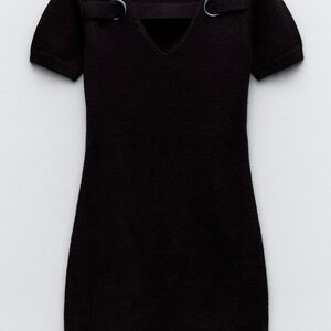 Zara Black Mini Dress with Knit Texture